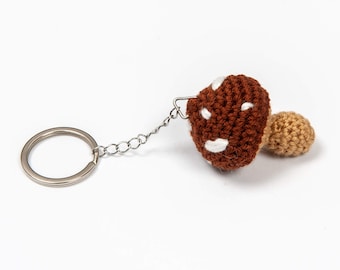 Handmade Mini Amigurumi Mushroom Crochet Keychain, Plushie Toy