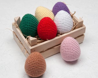 Multicolor Crochet Amigurumi Eggs — 6 cm Handmade Easter Decor