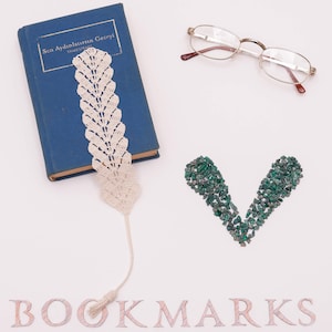 Symmetrical Leaves Figured Handmade Unique Bookmark With Tassel, Crochet Bookmark With Color Options