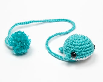 Crochet Blue Whale Bookmark: Amigurumi Animal Plush with Pom Pom