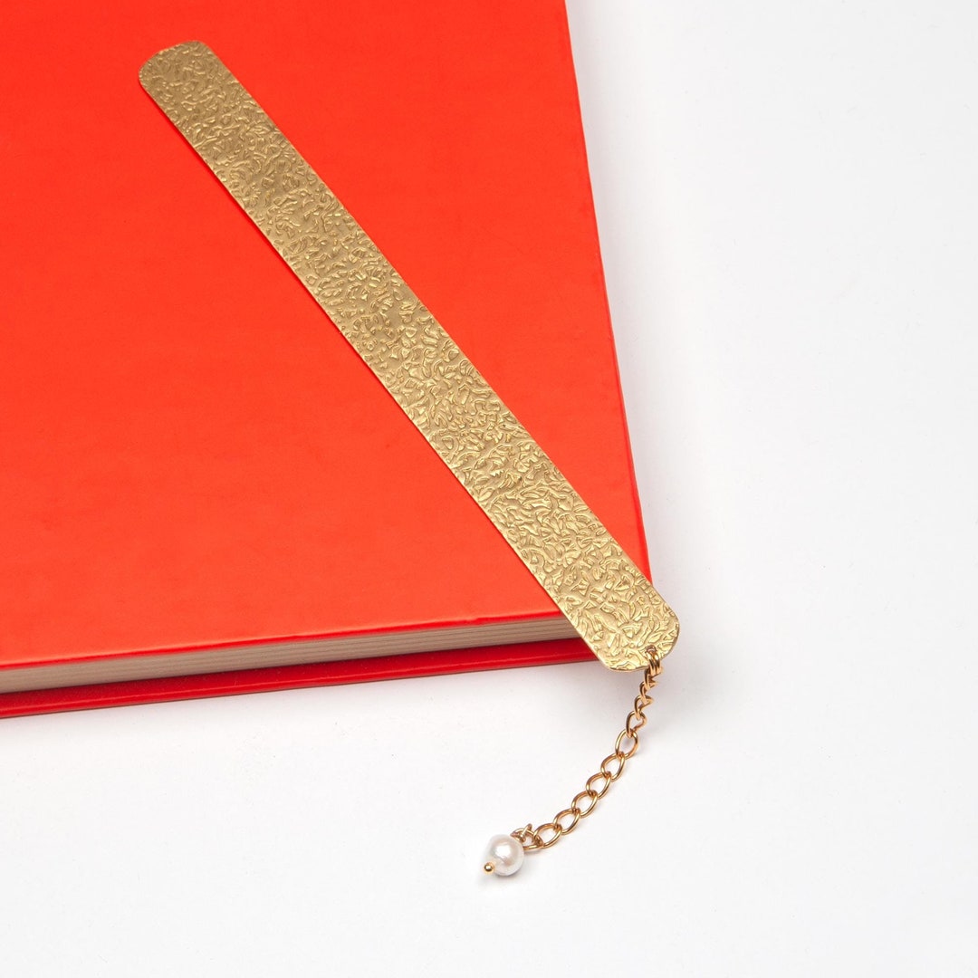 Textured Brass Bookmark With Sea Pearl Tassel, Book Lover Gift - Etsy