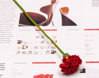 Micro Crochet Carnation Flower Bookmark, Floral Accessory