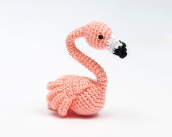 Pink Flamingo Amigurumi Toy Keychain | Handmade Crochet Bag Accessory 7 cm