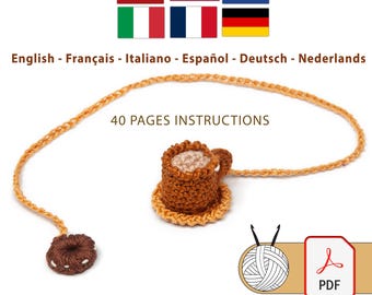 Micro Crochet Coffee Cup Bookmark Pattern, Amigurumi Digital PDF