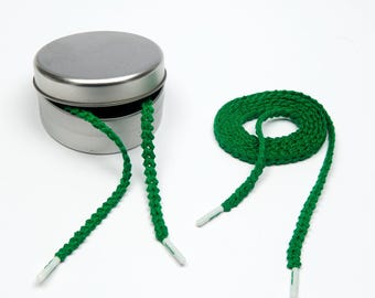 Handmade Green Crochet Shoelaces – Soft Cotton Sneaker Laces for High-Tops & Low-Tops