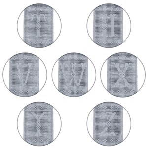 May include: Six silver-colored, round, decorative doilies with a delicate, intricate pattern.