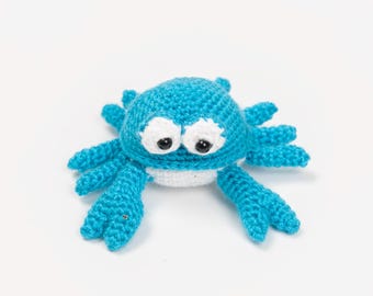 Handmade Blue Crab Amigurumi, Crochet Ocean Friend, Gift for Cancer Zodiac Lovers