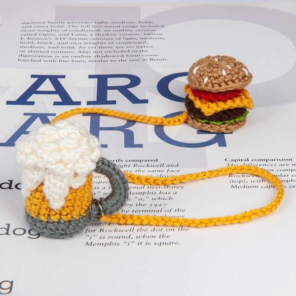 Amigurumi Crochet Beer Mug With Foam,  Handmade Hamburger Tassel, Beer Glass Book Marker