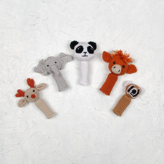 Marionnettes amigurumi animaux à doigts au crochet pour les tout-petits, marionnettes à doigts éléphants, rennes highlander panda - France Marionnettes amigurumi animaux à doigts au crochet pour les tout-petits, marionnettes à doigts éléphants, rennes highlander panda - France