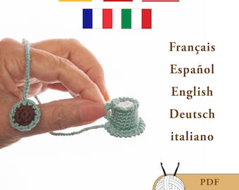 Crochet Coffee Cup Bookmark Pattern with Macaron Tassel, Minimalist Amigurumi PDF Tutorial