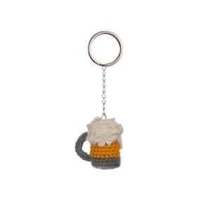 Handmade Crochet Beer Glass Keychain Gift, Beer Mug with foam Amigurumi keychain
