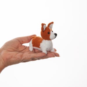 Handmade Amigurumi Corgi Dog, Crochet Corgi Plush, Stuffed Animal Toy, Ivory and Mustard, Customizable Giff
