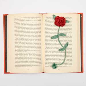 Crochet Rose Bookmark, Crochet Flower Bookmark, Planner Accessories, Christmas Gift