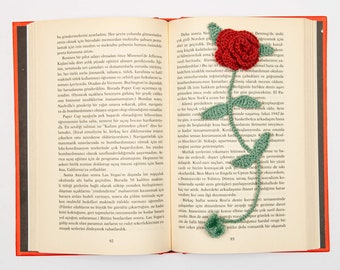 Gehäkelte Rose Lesezeichen, gehäkelte Blume Lesezeichen, für den Planer, Geschenk Weihnachten