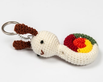 Amigurumi Handmade Snail Keyring Crochet, Cottagecore Fairycore Gift