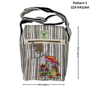 Hemp/Cotton  Passport bag, Mushroom Butterfly Embroidered Side bag Shoulder Crossbody bag