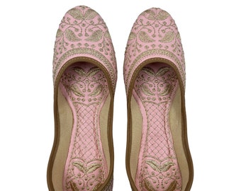 Punjabi Jutti or Khussa, Women's Shoes, Mojaris, Flat Shoes, Embroidered, UK Stock, Free Postage