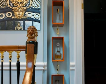 Maple Wood Floating display cube & chain shelf