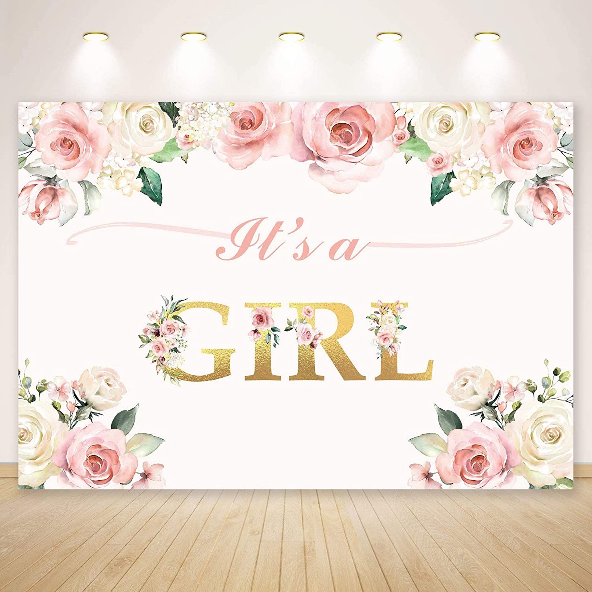 Baby Shower Decorations Girl Backdrop, 7x5ft Polyester It's a Girl Baby