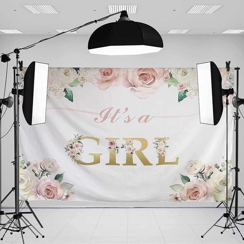 Baby Shower Decorations Girl Backdrop, 7x5ft Polyester It's a Girl Baby