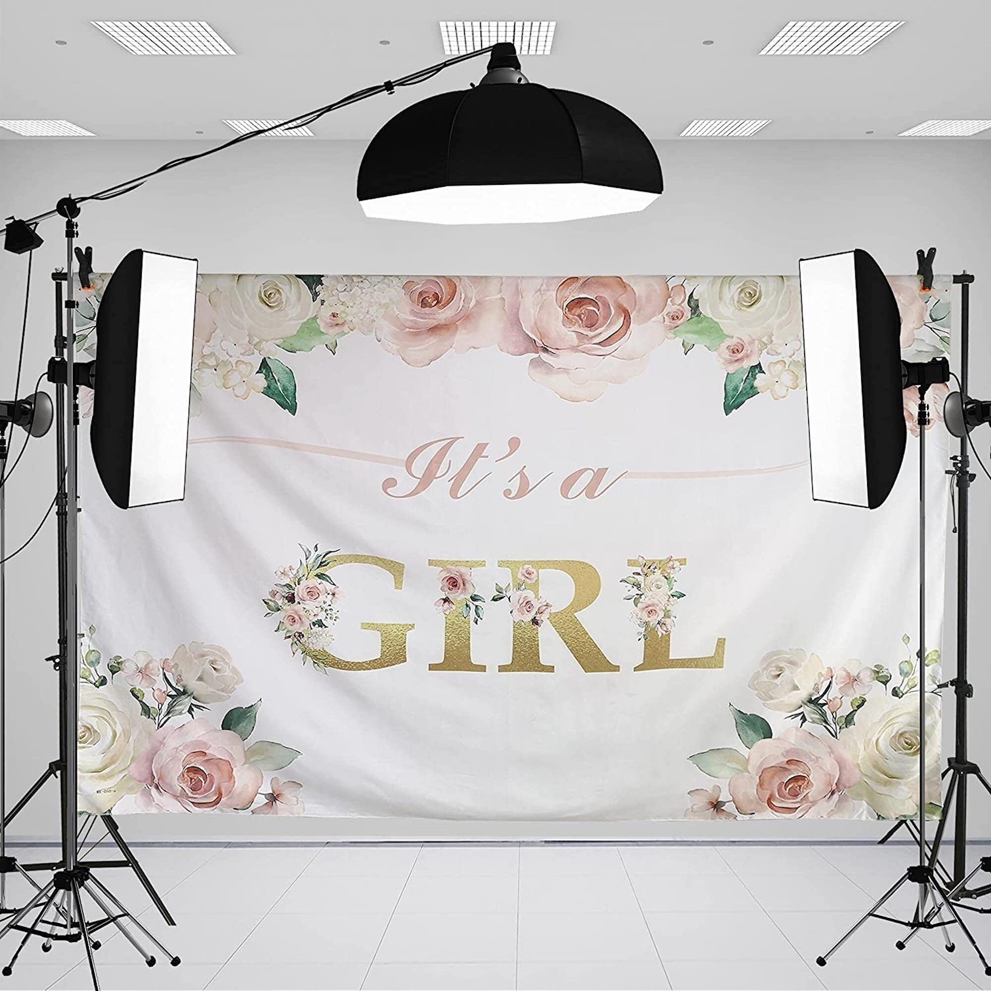 Baby Shower Decorations Girl Backdrop, 7x5ft Polyester It's a Girl Baby