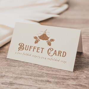 Fall Pumpkin Baby Shower Buffet Card Tent Template, Editable Gender Neutral Baby Sprinkle Folded Place Cards, Baby Shower Decorations, BY25