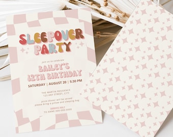 Boho Slumber Party Printable Invitation | Sleepover Birthday Invitation for Girls | Boho Birthday Invitation Digital | 12th Birthday Invite