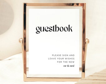 Please Sign Our Guestbook Sign | Wedding Guestbook Sign Printable | Guest Book Sign Template | Modern Minimalist Wedding Table Sign | W1