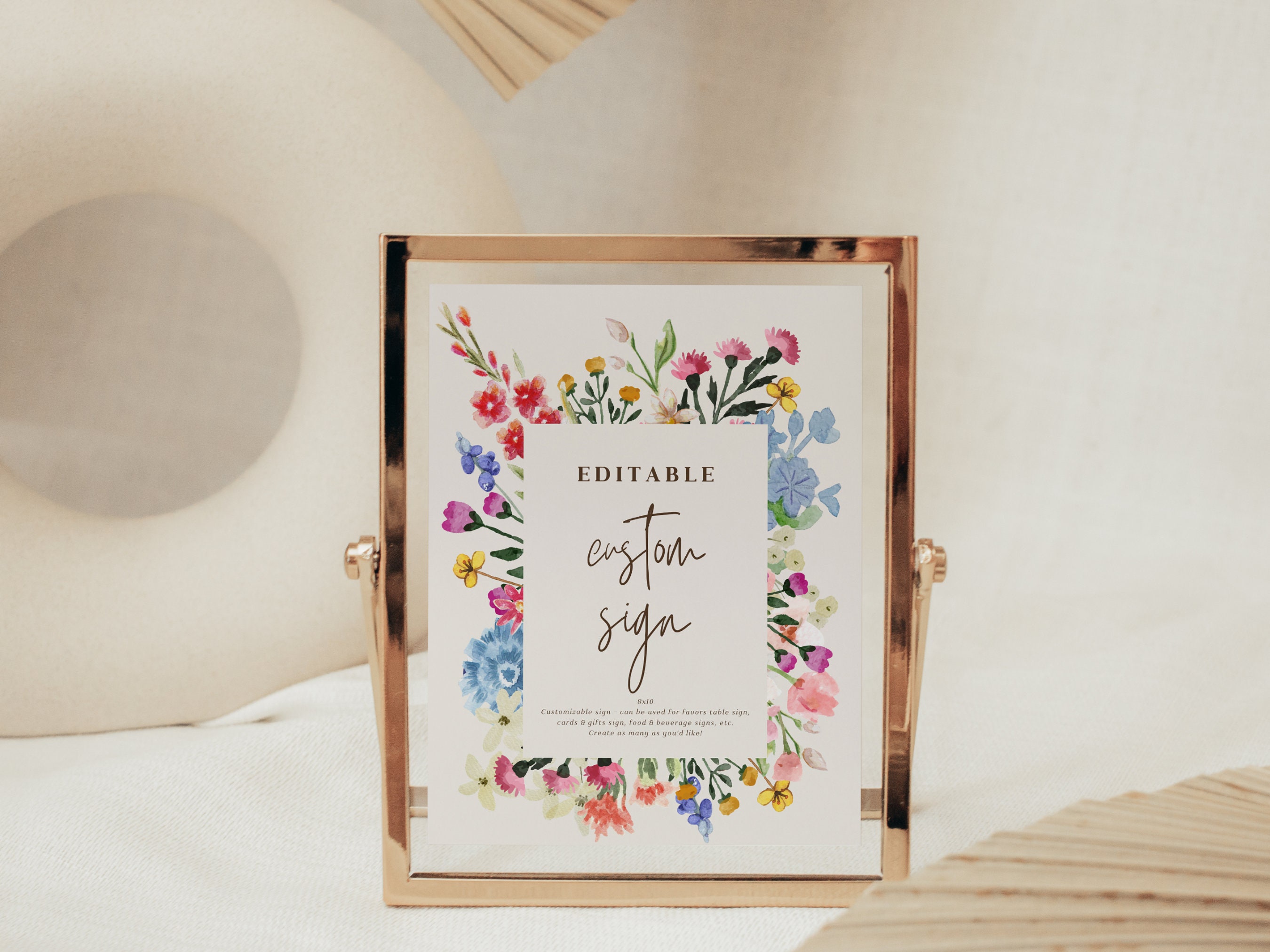 Modello di cartello personalizzato modificabile per addio al nubilato con fiori selvatici, decorazioni per feste in giardino con fiori boho, cartelli per brunch nuziale botanici rosa, BS33 - Italia