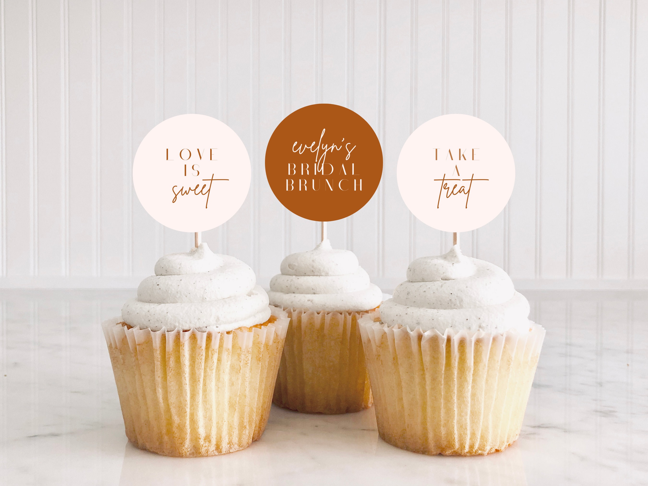 Bridal Shower Cupcake Toppers Canva Template DIY Printable Etsy