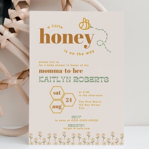 Bumble Bee Baby Shower Invitations Template A Little Honey Is On the Way Invites DIY Editable Boho Mom to Bee Themed Baby Sprinkle B11 image 3