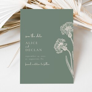 Boho Save The Date Template Download with Photo Modern Sage Green Wedding Save The Date Card Minimalist Save The Date Botanicals Simple image 3