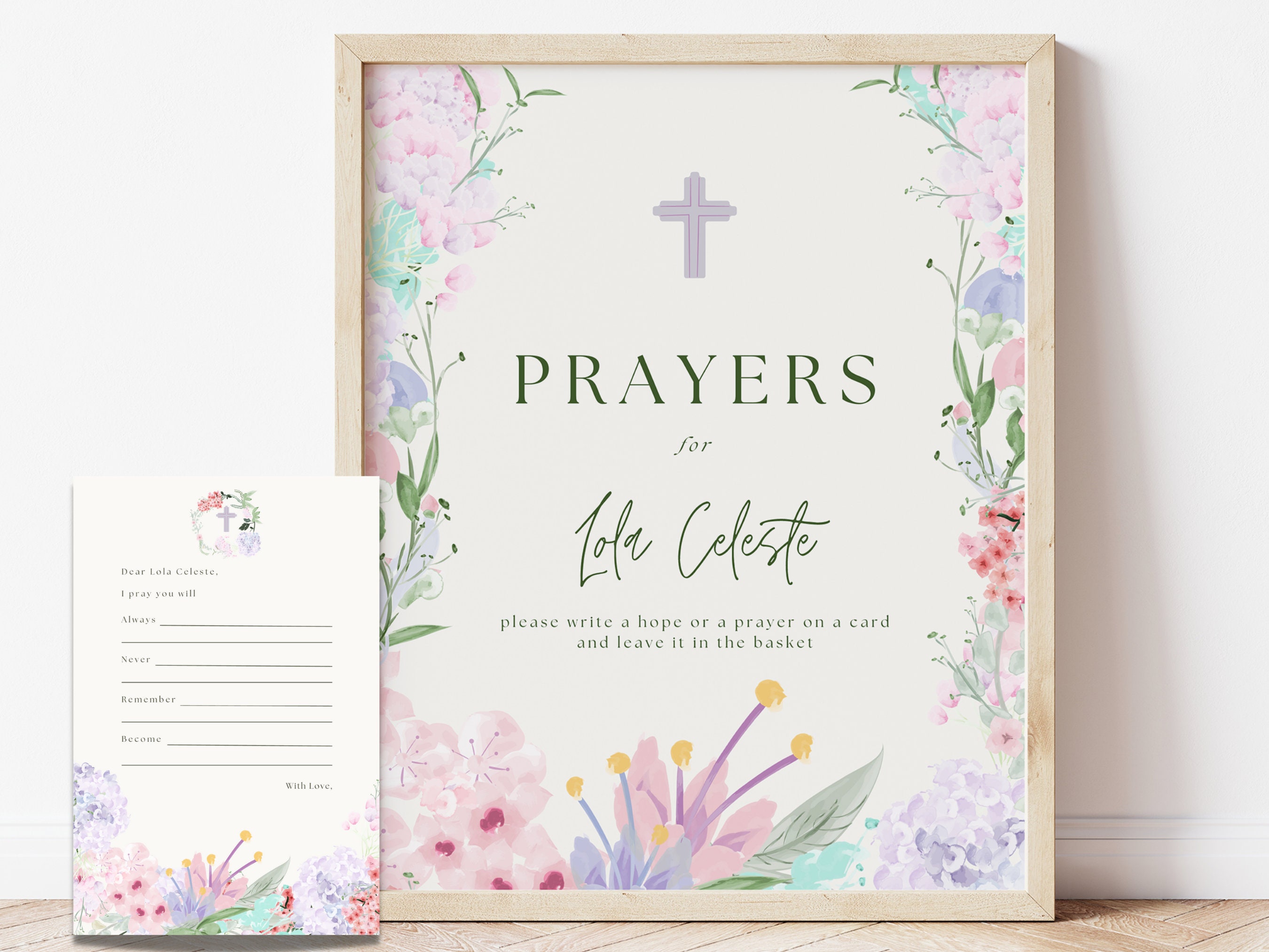 Wildflower First Communion Prayer Sign and Cards Template | Printable ...