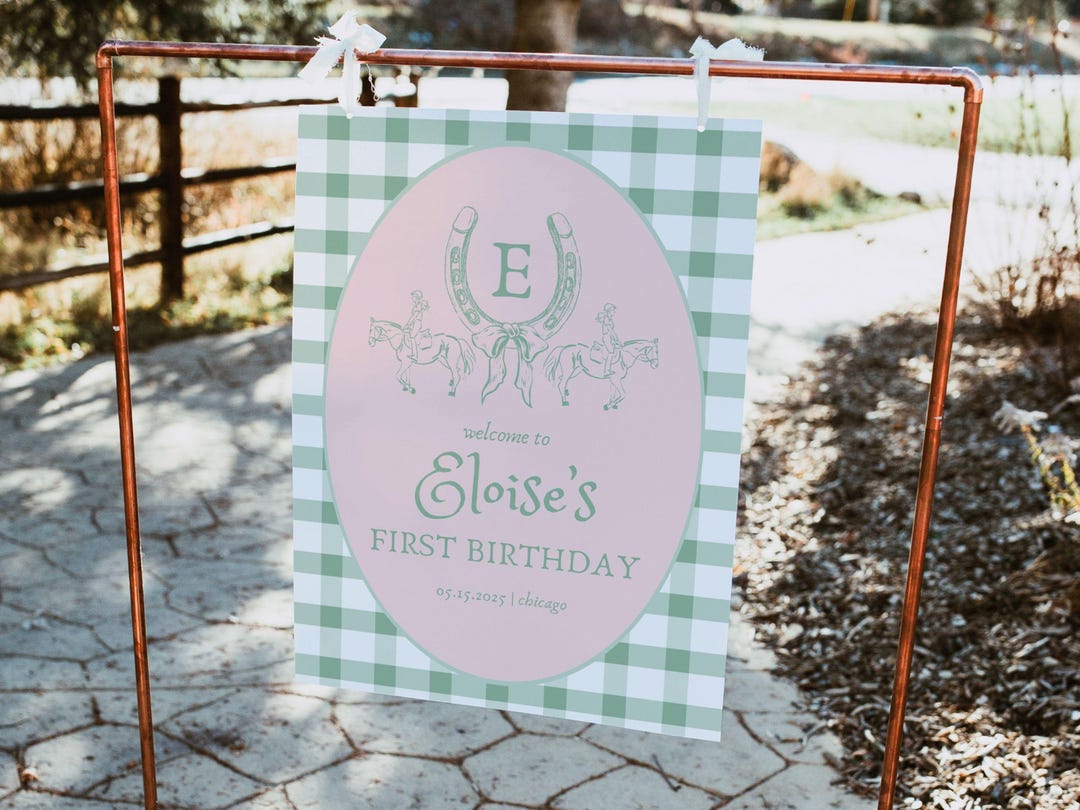 Preppy Horse First Birthday Welcome Sign Template, Editable Girls Pony ...