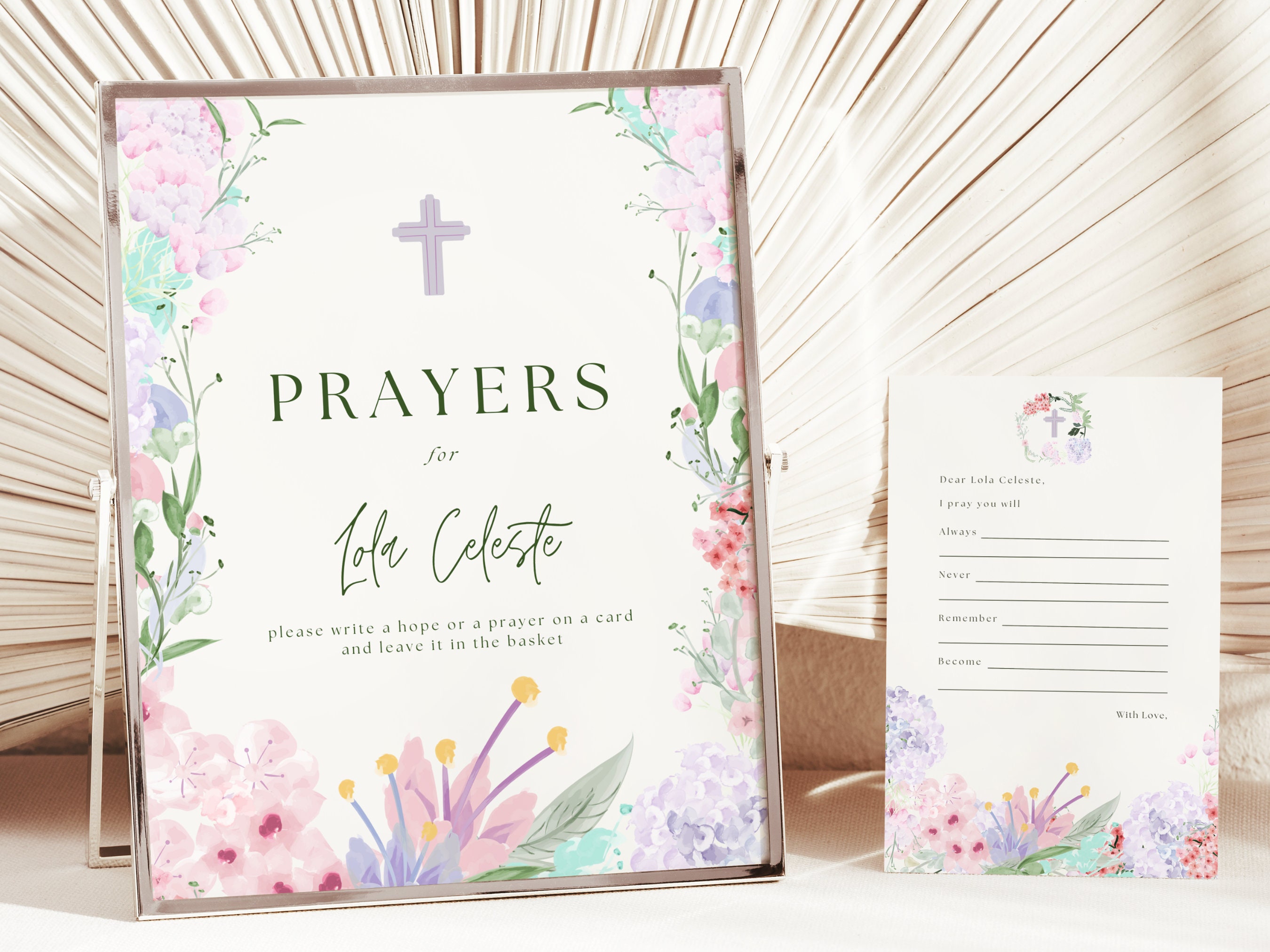 Wildflower First Communion Prayer Sign and Cards Template | Printable ...