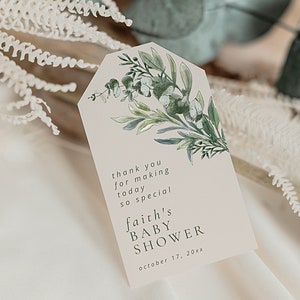 Eukalyptus Baby Shower Favor Tags Vorlage Boho Greenery Baby Sprinkle Geschenkanhänger Salbei Bearbeitbare Gender Neutral Baby Brunch Gefälligkeiten B10 Bild 3