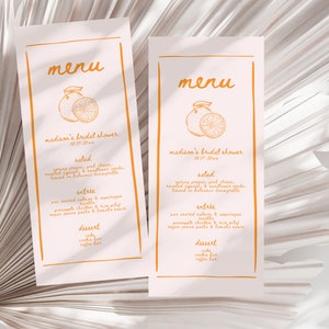 Citrus Bridal Shower Menu Card Template, Editable She Found Her Main Squeeze Menus, Printable Summer Bridal Brunch Table Decoration, BS52