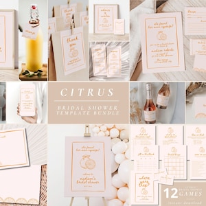 Citrus Bridal Shower Invitation Template Bundle, Editable She Found Her Main Squeeze Games and Decor, Cute Bridal Brunch Decorations, BS52