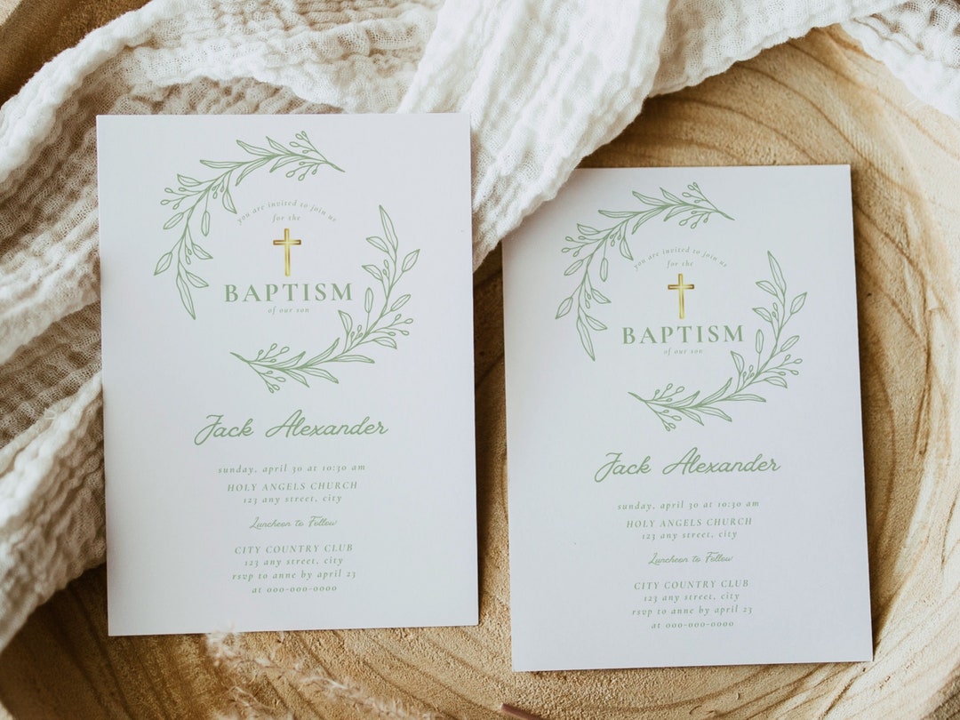 Baptism Invitation Boy Editable Template, Editable Christening Invitations, Printable Catholic ...