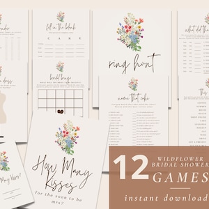 Wildflower Bridal Shower Games Templates, Editable Boho Floral Garden Party Printable Game, Botanical Bridal Brunch Fun Guest Activity, BS33