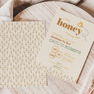 Bumble Bee Baby Shower Invitations Template A Little Honey Is On the Way Invites DIY Editable Boho Mom to Bee Themed Baby Sprinkle B11 image 2