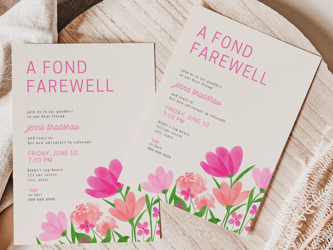 Floral Going Away Party Invitations Template, Digital Farewell Party ...