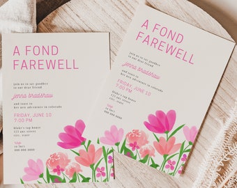 Floral Going Away Party Invitations Template, Digital Farewell Party Invites, Custom Printable Farewell Invitation, DIY Moving Away Invite