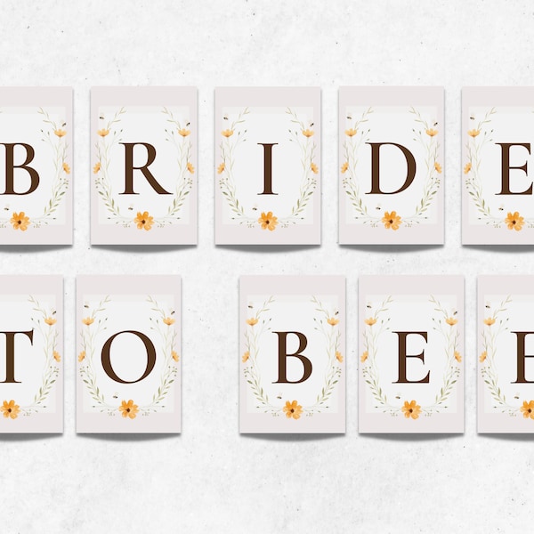 Bride to Bee Bridal Shower Banner Decor, Wildflower Meant to Bee Wedding Sprinkle Decoration, Honey Bridal Brunch Decorations Template, BS16