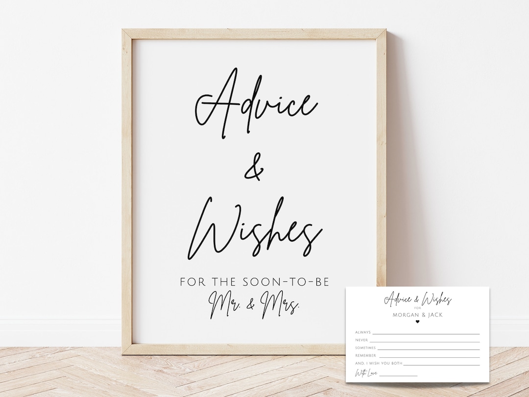 Advise and Wishes for The Mr & Mrs - Acrylic Sign, Size: 8 x 10