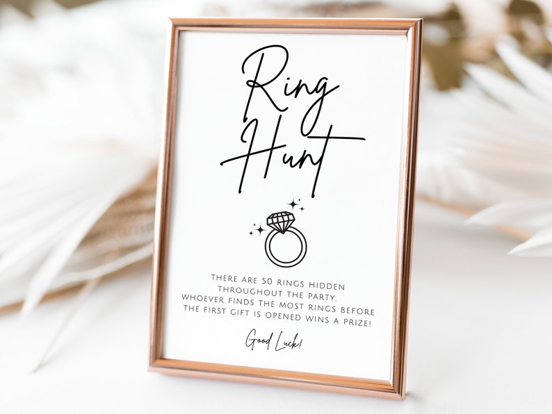 Ring Hunt Bridal Shower Games Instant Download Ring Hunt Signs for The Ring Game Fun Printable Game Editable Ring Game Bridal Shower image 2