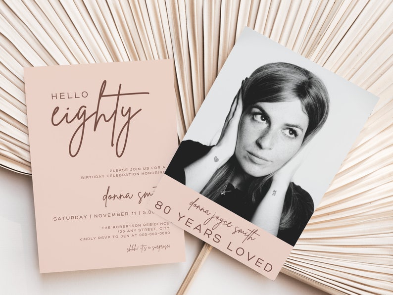 80th Birthday Invitation With Photo Digital 80th Birthday - Etsy