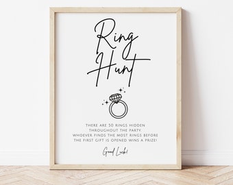 Ring Hunt Bridal Shower Games Instant Download | Ring Hunt Signs for The Ring Game | Fun Printable Game | Editable Ring Game Bridal Shower