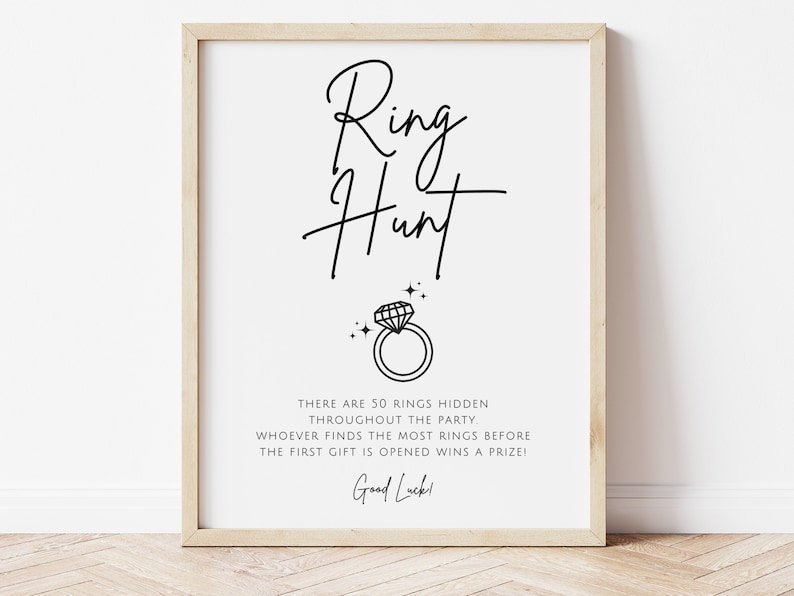 Ring Hunt Bridal Shower Games Instant Download Ring Hunt Signs for The Ring Game Fun Printable Game Editable Ring Game Bridal Shower image 1