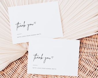 Minimalist Thank You Card Canva Template | Simple Printable Personalized Thank You Notes | Modern Custom Editable Thank You Stationery